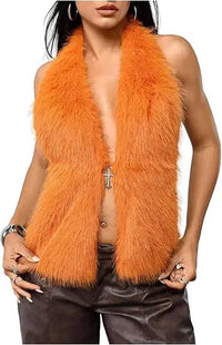 Faux Fur Halter Vest