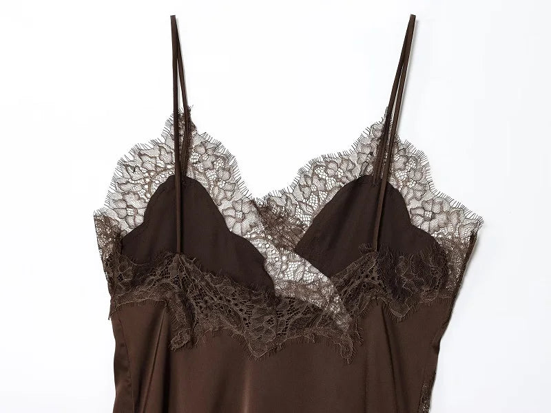 Satin Lace Backless Mini Dress