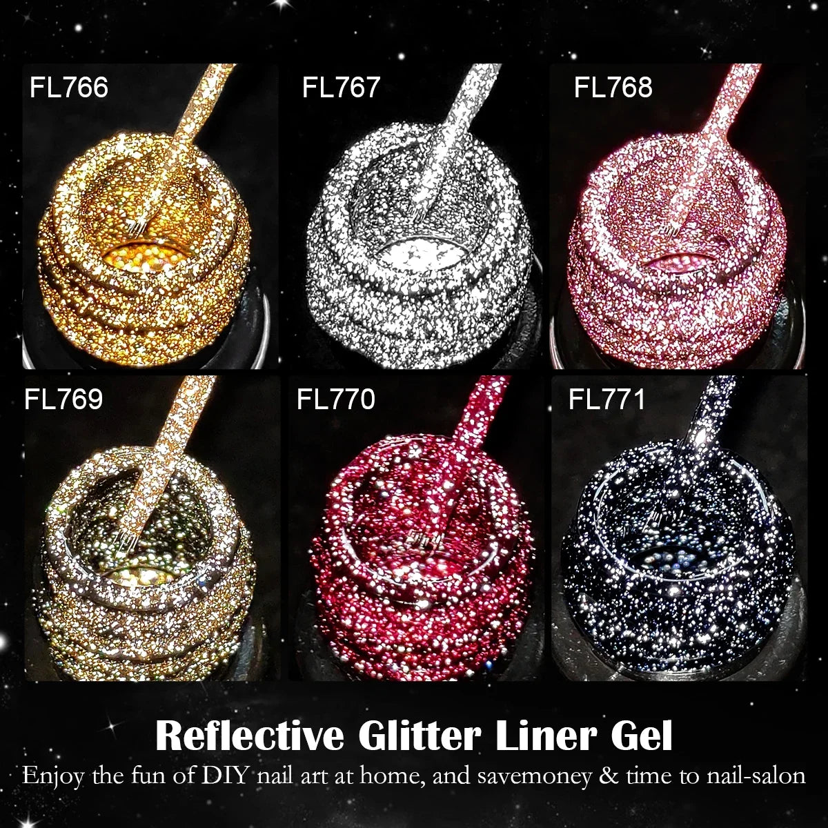 Reflective Glitter Liner Gel Polish – 5ml UV/LED Nail Art Gel