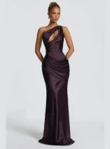 The Pleated Strapless Split Maxi Gown