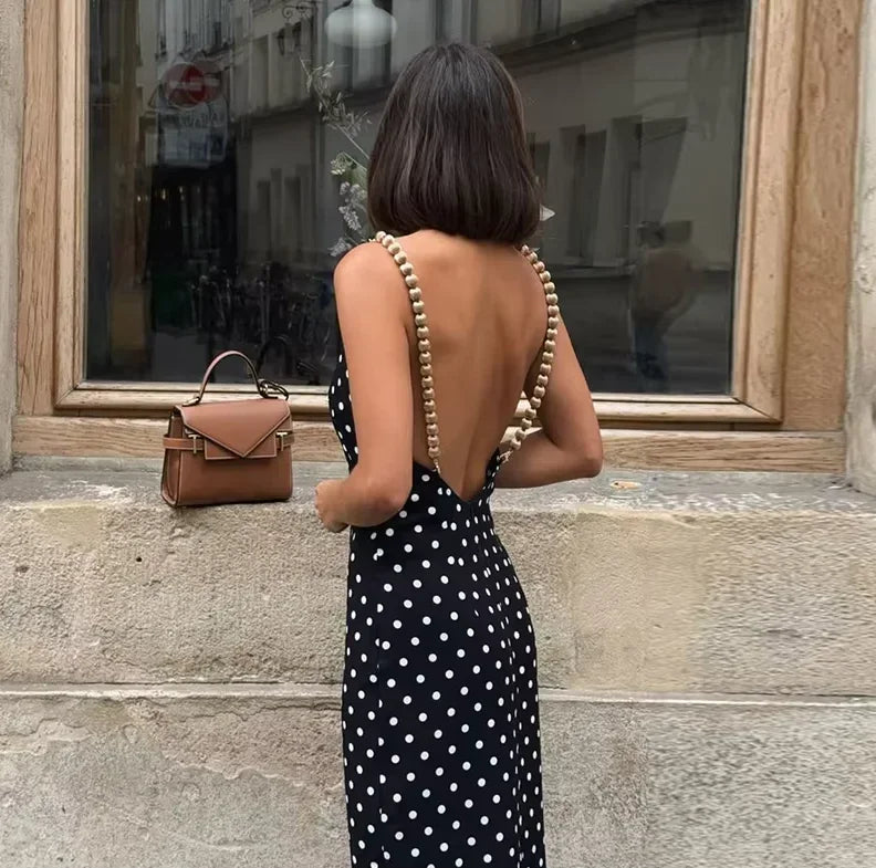 Gold Chain Black Maxi Dress – Sleeveless Slim-Fit Evening Gown