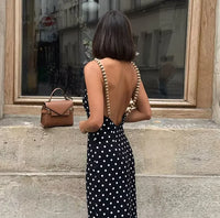 Gold Chain Black Maxi Dress – Sleeveless Slim-Fit Evening Gown