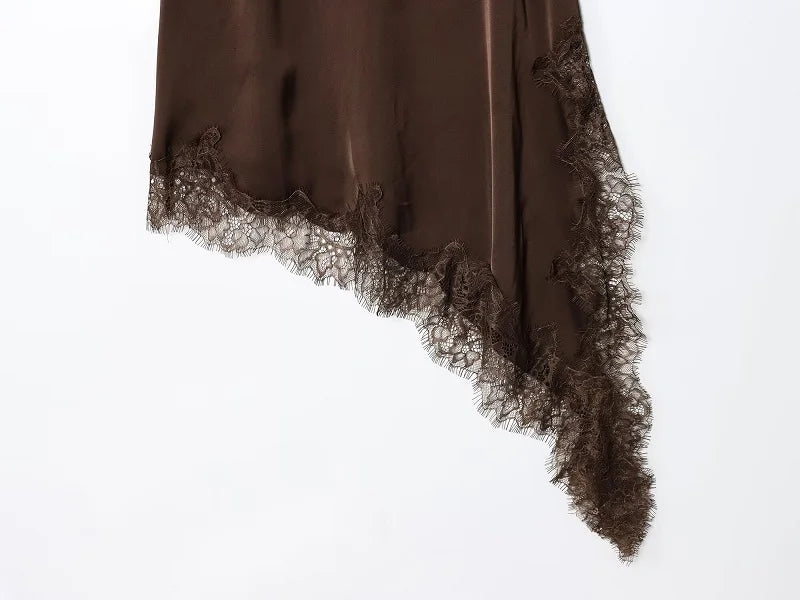 Satin Lace Backless Mini Dress