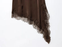 Satin Lace Backless Mini Dress