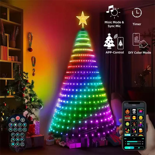 SyncGlow™ Tree Lights 🎄🎶 — App-Controlled RGB Music Sync