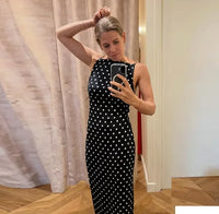 Gold Chain Black Maxi Dress – Sleeveless Slim-Fit Evening Gown