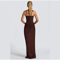 The Pleated Strapless Split Maxi Gown