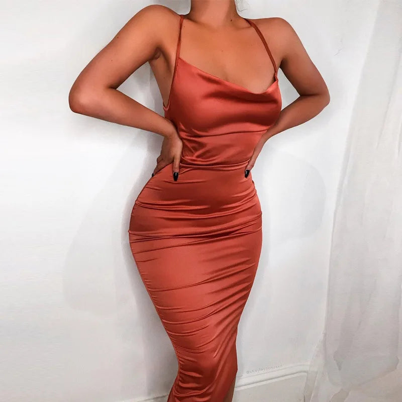 Luna Satin Midi Dress