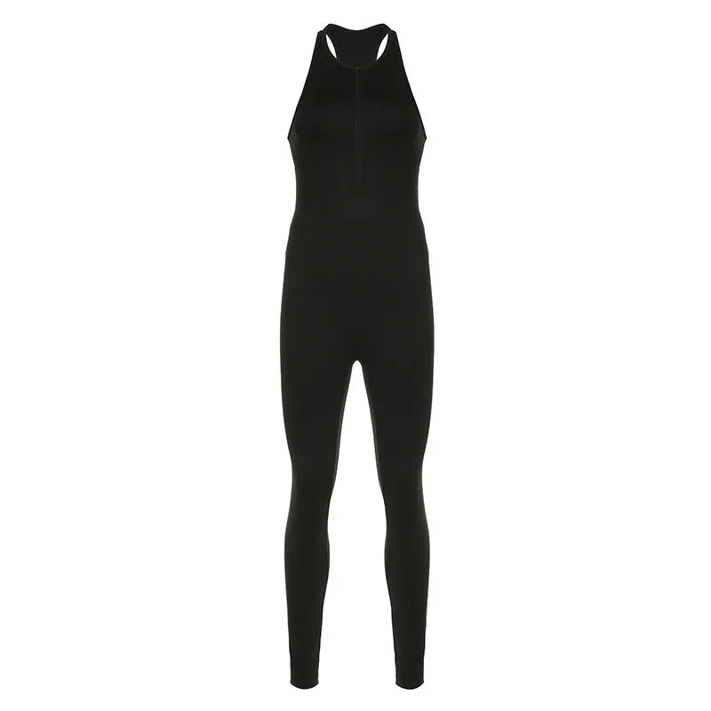 Zip-Back Sleeveless Gym Jumpsuit