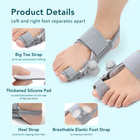 Adjustable Bunion Corrector - Hallux Valgus Big Toe Straightener for Day & Night Pain Relief
