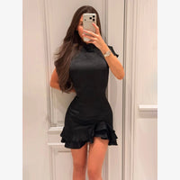 Gold Chain Black Maxi Dress – Sleeveless Slim-Fit Evening Gown