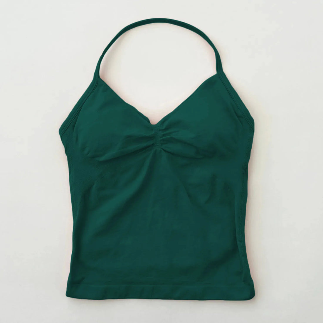No Logo Seamless Longline Strappy Gym Top Backless Gym Clothes Women Scrunch Built-in Bra With Removable Cups Yoga Tank Tops
