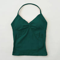 No Logo Seamless Longline Strappy Gym Top Backless Gym Clothes Women Scrunch Built-in Bra With Removable Cups Yoga Tank Tops