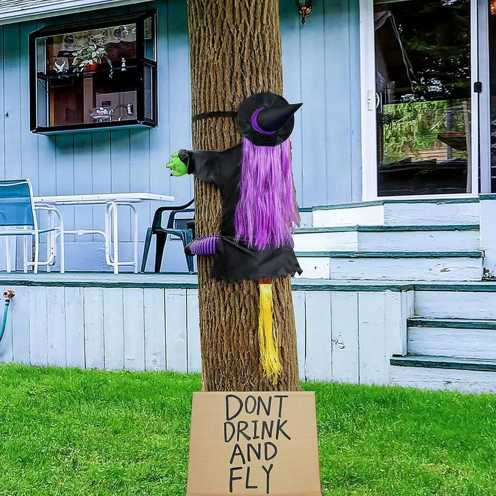 Crashing Witch Tree Decor