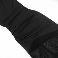 Ticketsx Off Shoulder See Through Dress Solid High Waist Patchwork Backless Slim Long Dress Women Vacation Party Evening Dresses