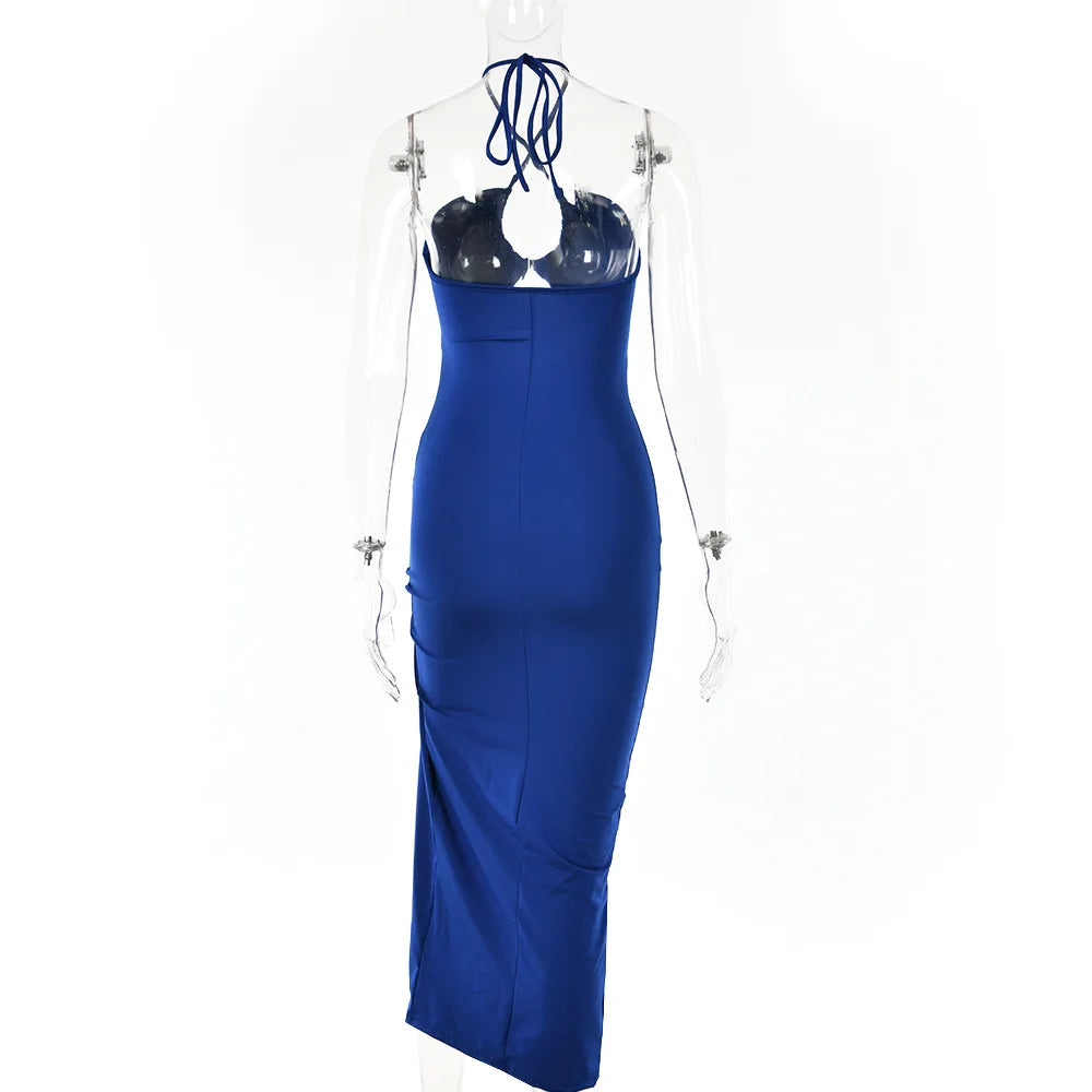 The Cut-Out Ruched Slit Midi Dress