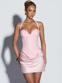Strapless Sequin Halter Mini Dress – Sparkle Party Dress