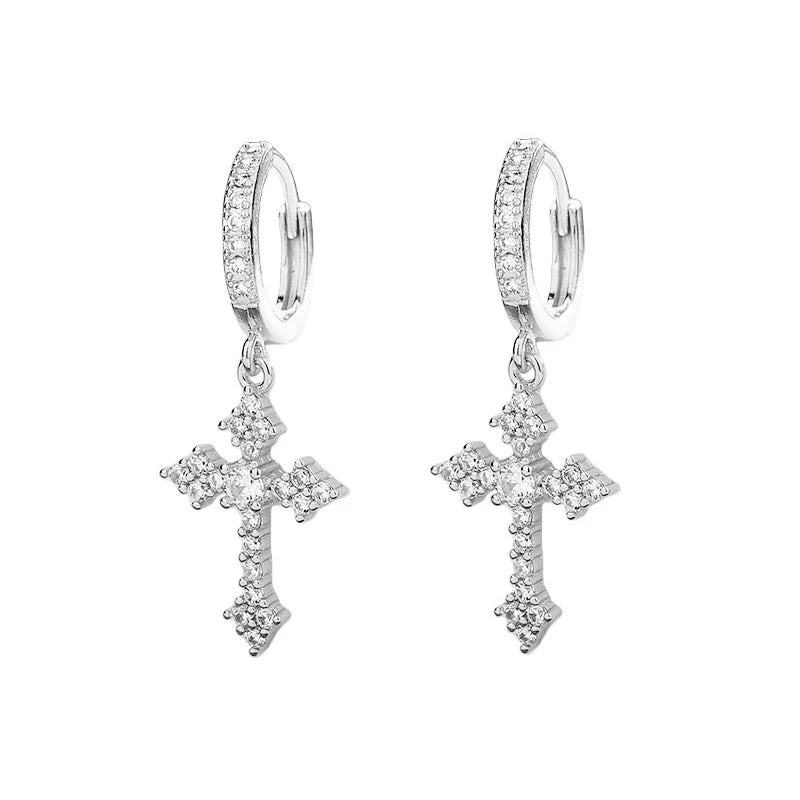 Rhinestone Cross Earrings — 2 Pack
