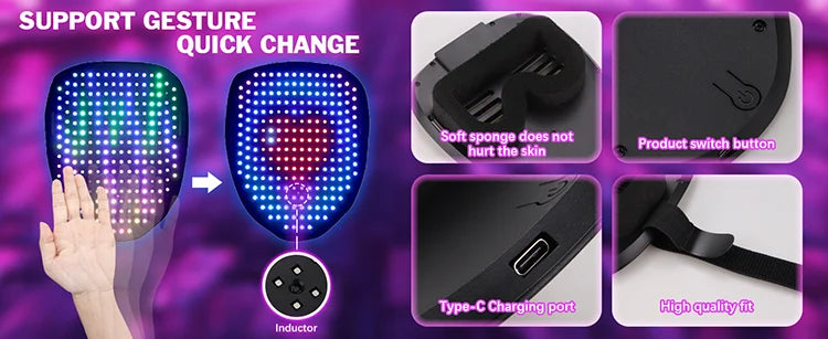Gesture LED Halloween Mask