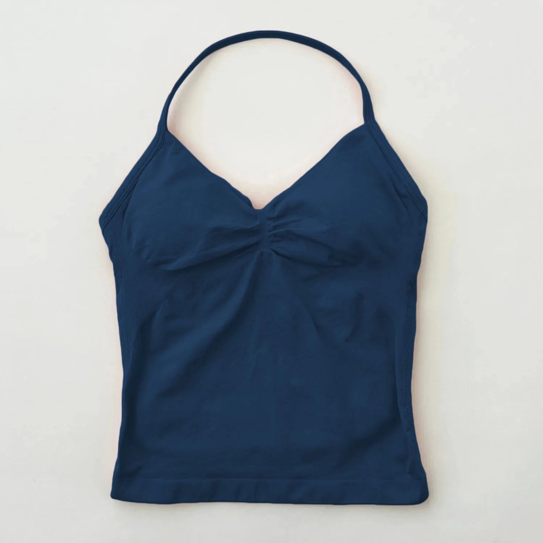 No Logo Seamless Longline Strappy Gym Top Backless Gym Clothes Women Scrunch Built-in Bra With Removable Cups Yoga Tank Tops
