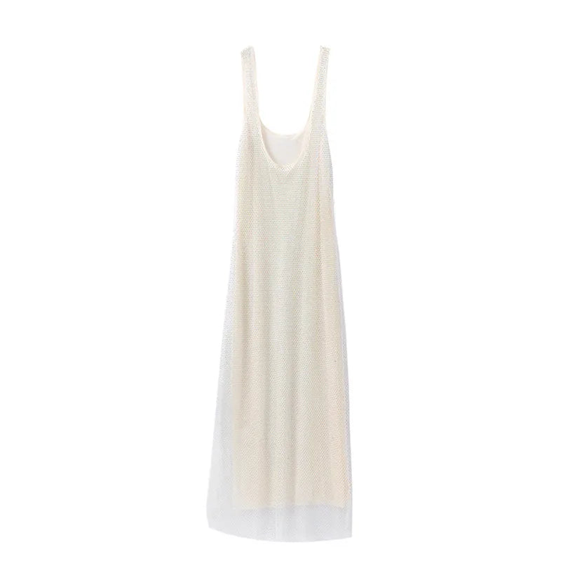 Square-Neck Mesh Sequin Mini Dress – Glitter Cocktail Dress