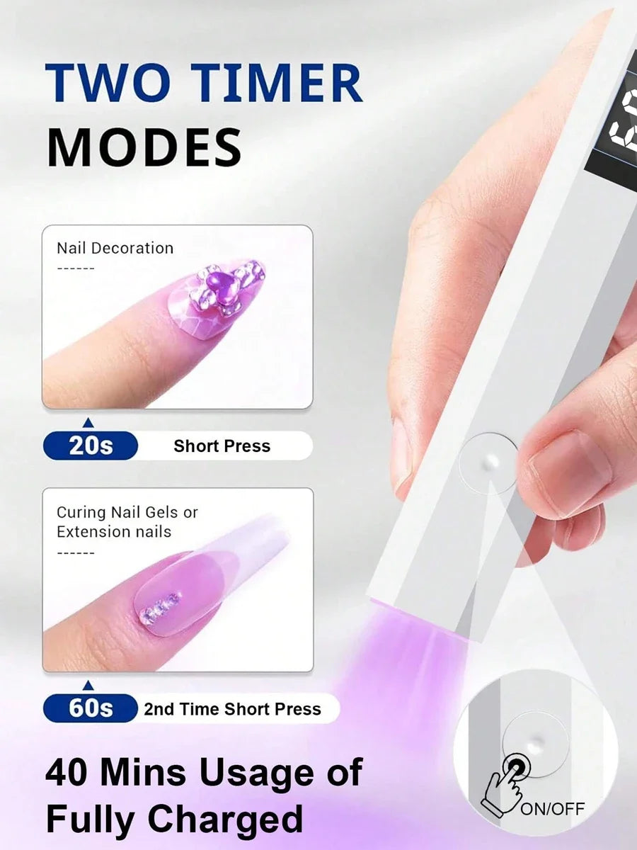 Handheld UV Light for Gel Nails Portable UV Nail Lamp Rechargeable LED Nail Lamp for Nails Art Desk Stand