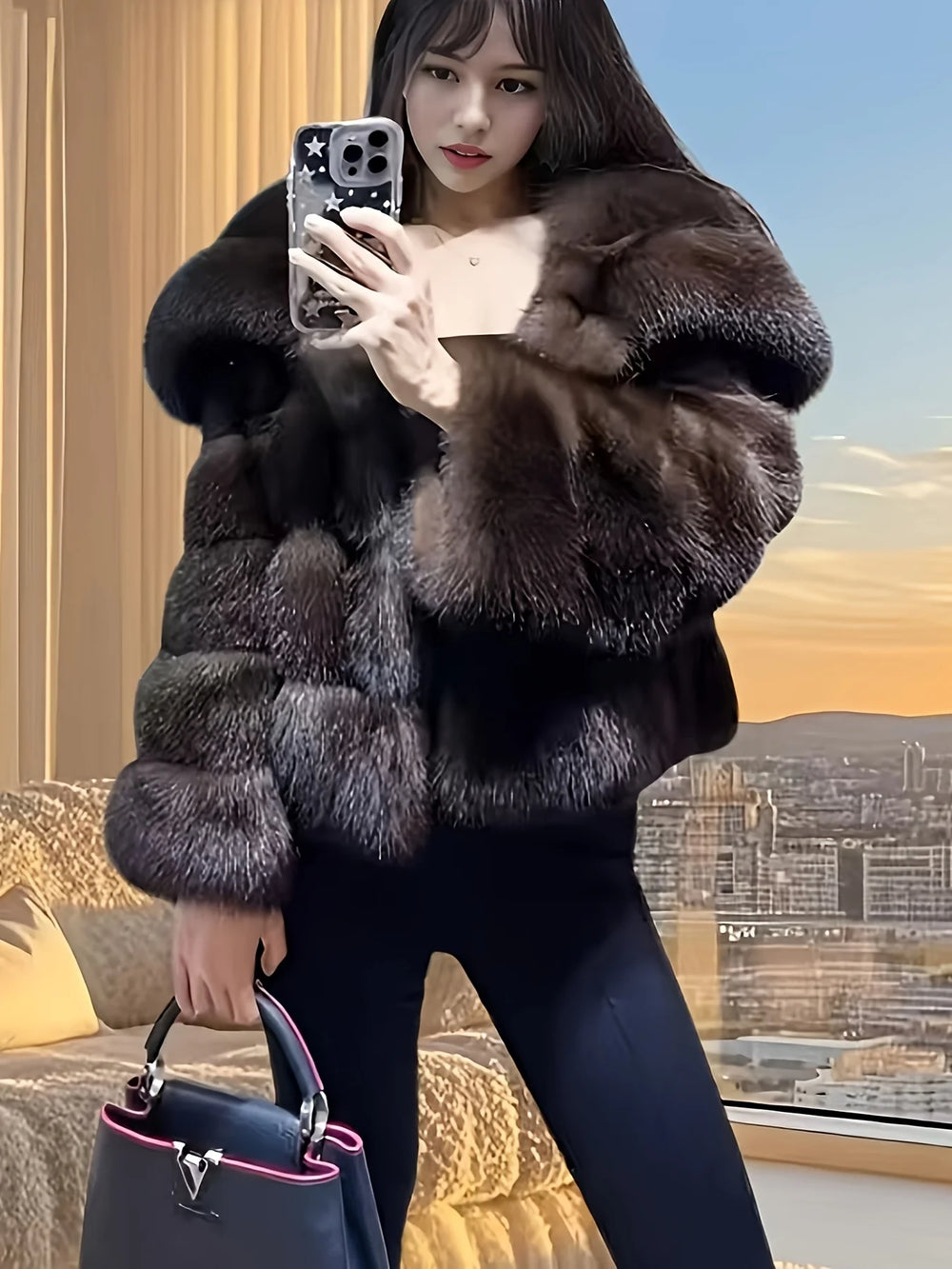 Chocolate Faux Fur Cropped Coat