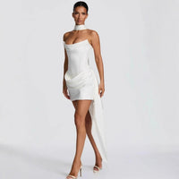 The Strapless Satin Corset Mini Dress