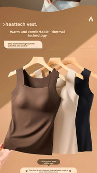 Gilet thermique sans couture avec soutien-gorge intégré – Débardeur grande taille à col carré