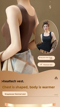 Gilet thermique sans couture avec soutien-gorge intégré – Débardeur grande taille à col carré
