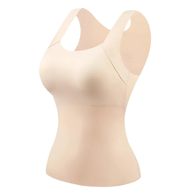 Gilet thermique sans couture avec soutien-gorge intégré – Débardeur grande taille à col carré
