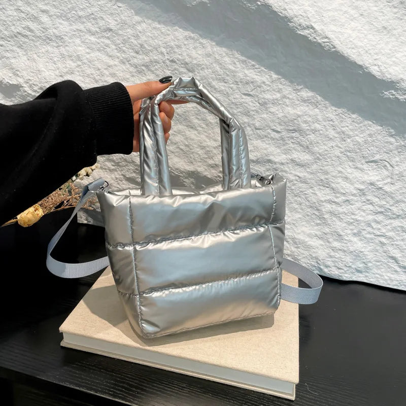 Female Bags Woman Puffy Lightweight Handbag LargeCapacity Quilted Shoulder Bag Adjustable Strap Puffer Tote Handbag Shopping Bag