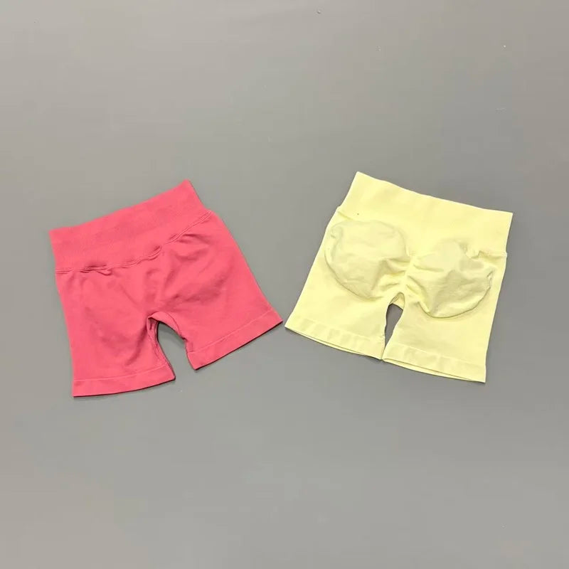 HISTELLO Gym Shorts 4.5" Women Fitness Sports Biker Shorts Low Waist Running Pants Workout Scrunch Butt Yoga Seamless Leggings