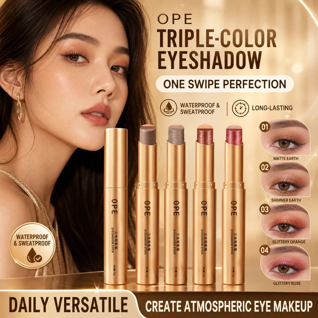 TriGlow 3-in-1 eyeshadow stick shade lineup
