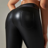 Scrunch-Back PU Leather Leggings