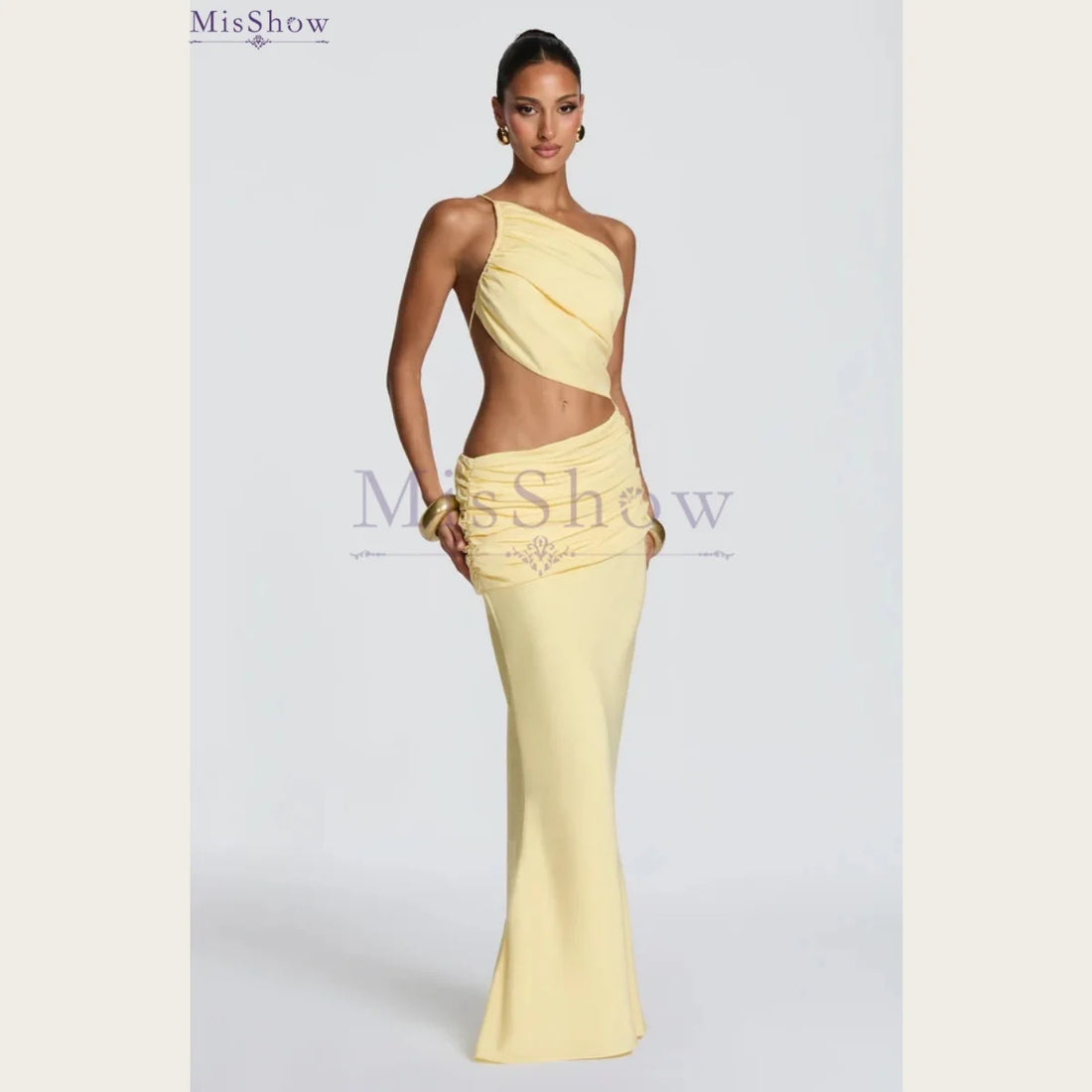 Pleated Lace-Up Formal Evening Gown – Sleeveless Mermaid Dress