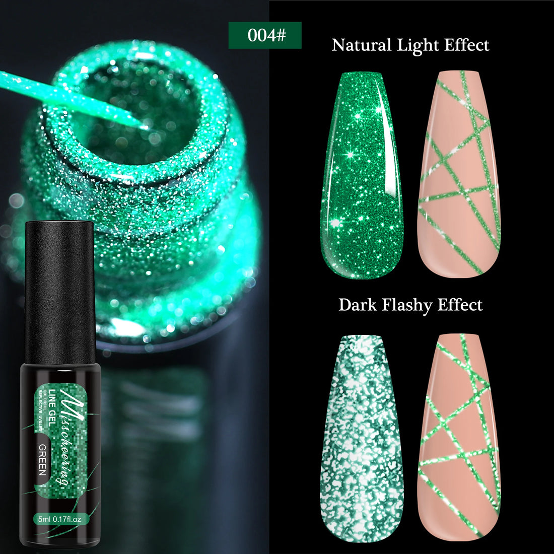 FOUR LILY 5ml Reflective Glitter Liner Nail Gel Polish Gold Silver Red Sparkling Nail Supplies UV/LED Varnish Painting Gel