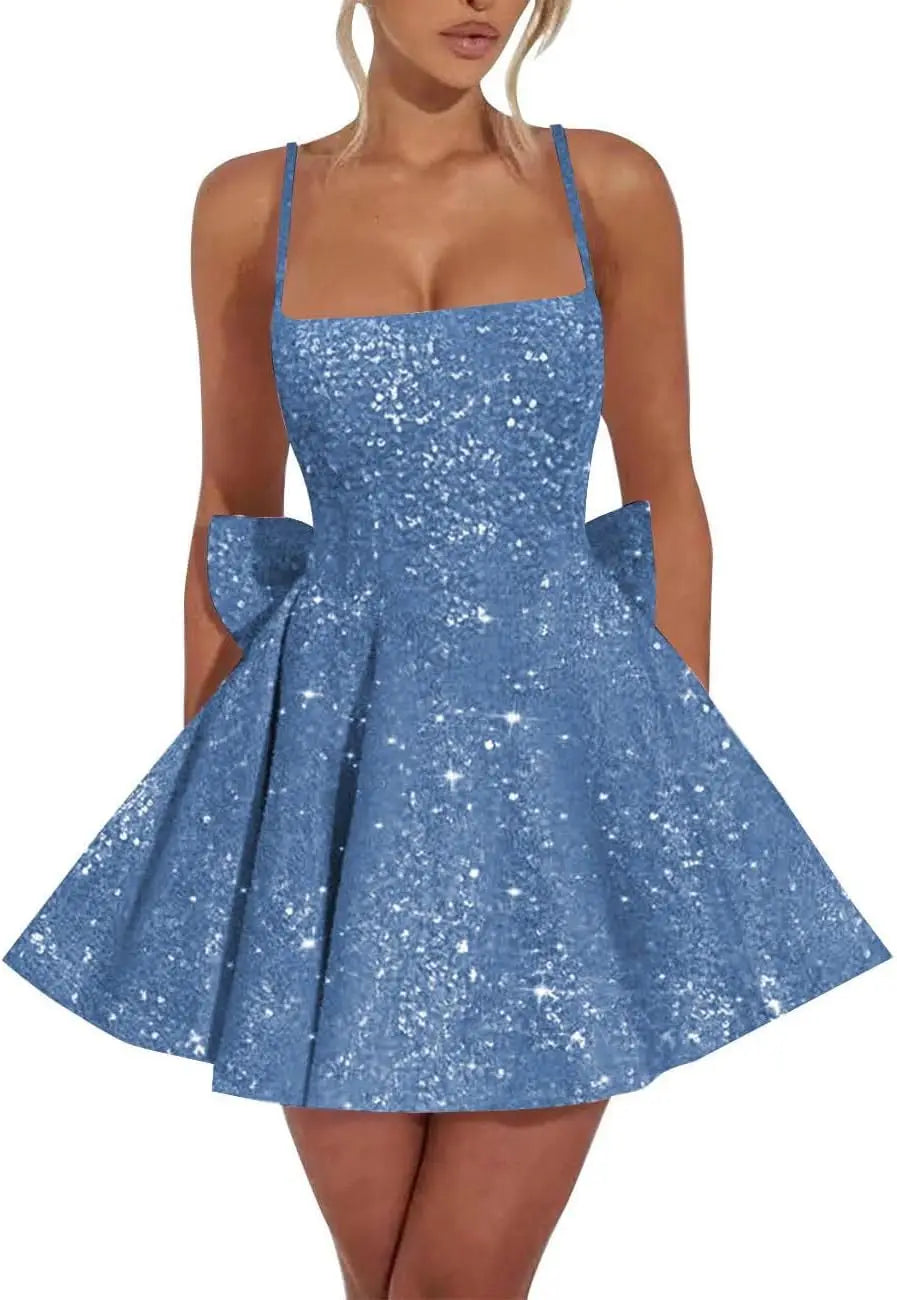 Spaghetti-Strap Sequin Graduation Mini Dress – Homecoming