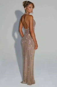 Deep-V Sequin Backless Party Mini Dress – Nightclub Sparkle