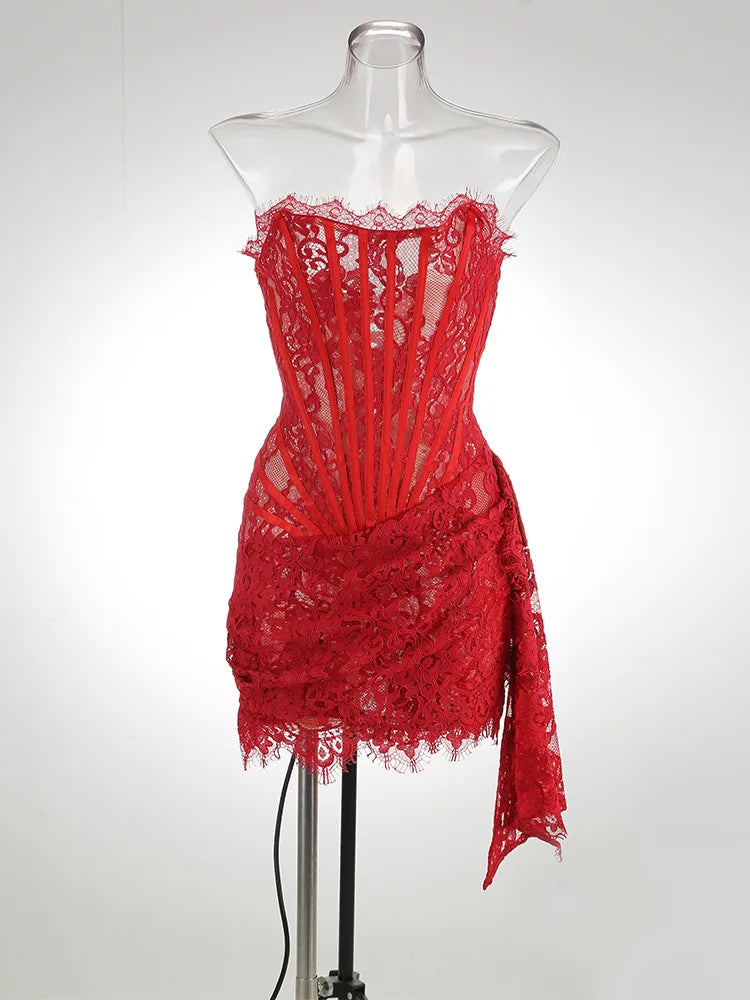 Strapless Lace Mini Dress