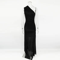 Ticketsx Off Shoulder See Through Dress Solid High Waist Patchwork Backless Slim Long Dress Women Vacation Party Evening Dresses