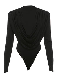 SIsterlinda Swing Collar Bodysuits Woman Elegant Deep V-Neck Ruched Full Sleeve Skinny Stretch Basic Wild Spring Trend Body Tops