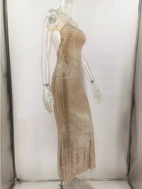 Rhinestone Backless Maxi Party Dress – Summer Evening Gown