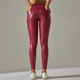 Scrunch-Back PU Leather Leggings