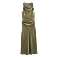 Satin Long Dresses for Women 2026 Summer Slip Midi Dress Woman Sexy Evening Party Dress Sleeveless Female Elegant Dresses