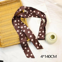 Women Narrow Long Scarf 150x4cm Polka Dot Tie Bag Ribbon Headband Choker Streamer Lady Accessories