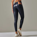 Scrunch-Back PU Leather Leggings