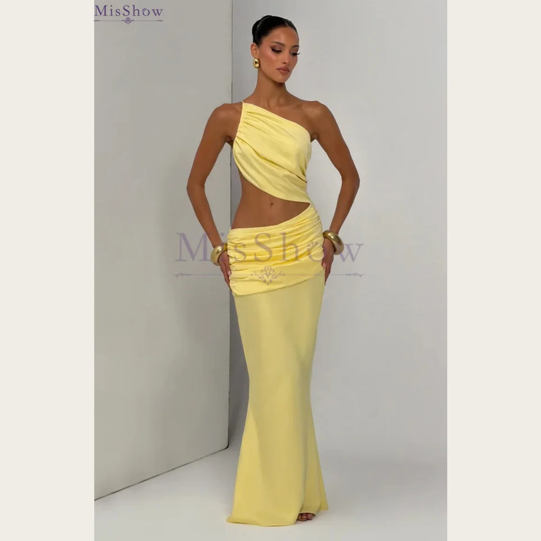 Pleated Lace-Up Formal Evening Gown – Sleeveless Mermaid Dress