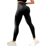 Black high-waisted push-up leggings, back view