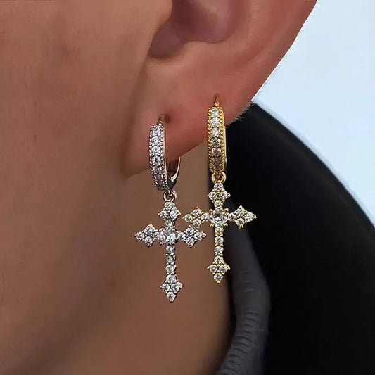 Rhinestone Cross Earrings — 2 Pack